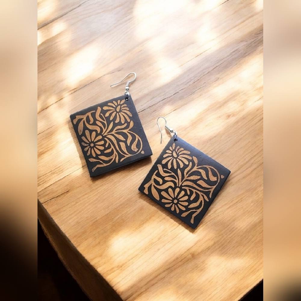 Square Wood Earrings